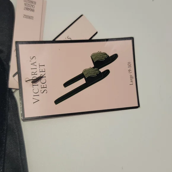 Victoria secret rhinestone slipper slides *black and silver size L (9/10) US - Picture 3 of 4